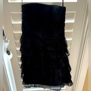 NWOT White House Black Market strapless black ruffled cocktail dress